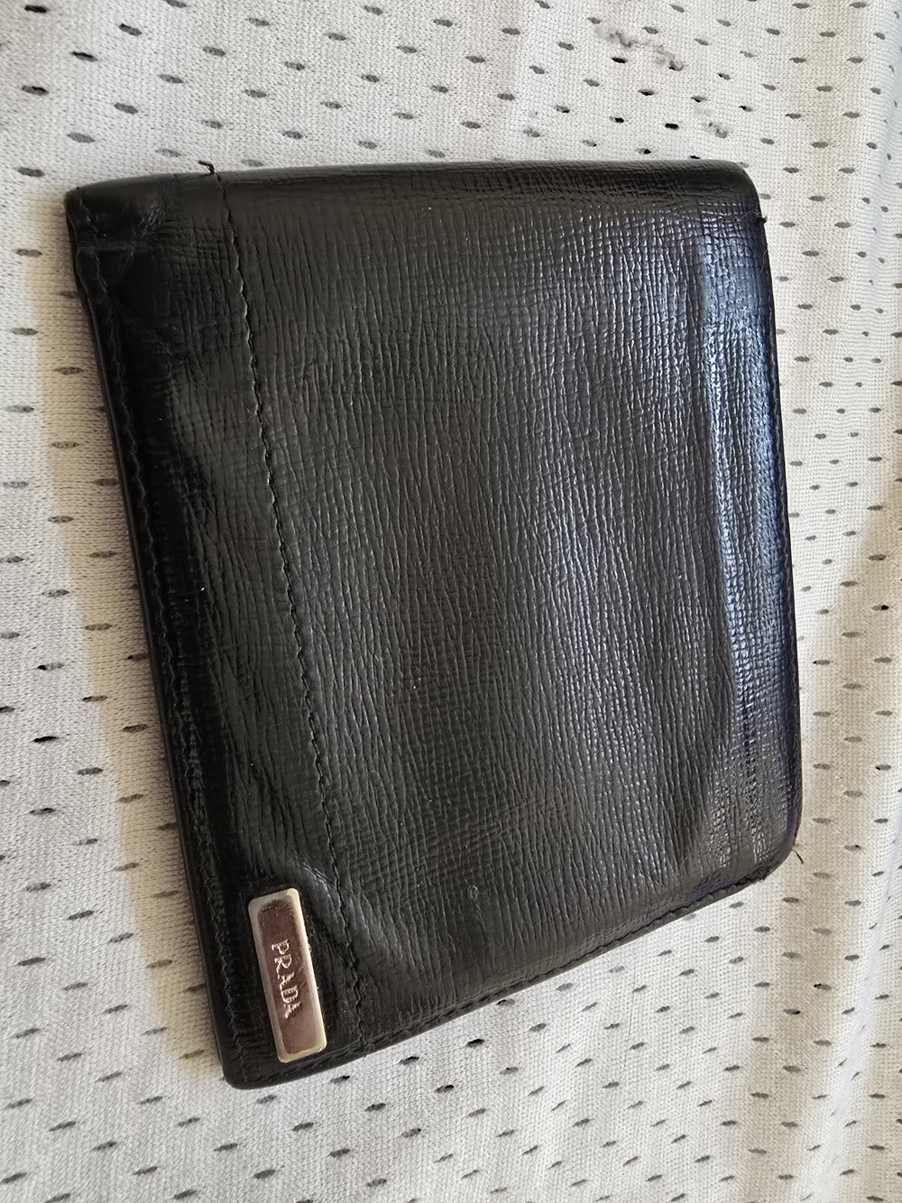 Authentic Prada Black Leather Men's Bifold Wallet